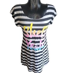 OP Black and White Striped Swimsuit Cover Up M